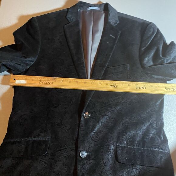MADISON Blazer Paisley Velvet Sport Coat Casual Jacket Cotton Mens 40R Black - Picture 6 of 10